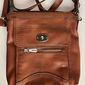 Concept Brown Leather Bag with Silver Details